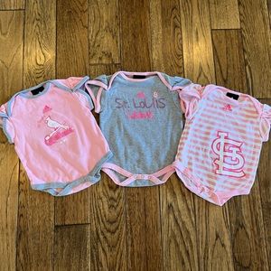 St. Louis Cardinals Onesies, 3-6 Months (3)